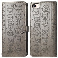 Funda Cartera Foxdock Para Iphone 8/7 , Flip Pu Con Relieve De Gatos Y Perros, Tarjetero Y Soporte
