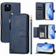 thumbnail image 1 of Funda tipo cartera para Google Pixel 5 con bolsillo con cremallera, tarjetero, soporte, correa para la muñeca y tapa de cuero azul, 1 of 5