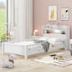 thumbnail image 2 of Wood Twin Size Platform Bed with Built-in LED Light, Storage Headboard and Guardrail, White, 2 of 3