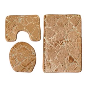 Magideal - Juego De Alfombrillas De Baño De 3 Uds., Decoración Lavable Antideslizante, Alfombrilla De Baño, Alfombrilla De Contorno Transpirable, Alfombrilla De Caqui