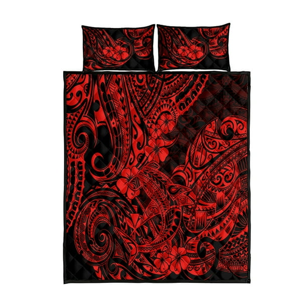 Hawaii Shark Juego de Cama Edredón Polinesio Rojo Versión LT01