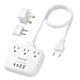 thumbnail image 1 of Adaptador de enchufe de viaje ideal para EE. UU. a Europa con 3 enchufes y 4 USB, 1 of 7