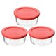 thumbnail image 1 of Juego de 6 piezas Pyrex de almacenamiento de alimentos, tazones de 470 ml con tapas rojas, 1 of 5
