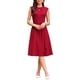 thumbnail image 1 of INSPIRE CHIC Vestido sin mangas de línea A para mujer con cuello plisado y cintura con lazo, vestido de verano para el trabajo, M Rojo, 1 of 5