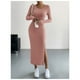 thumbnail image 2 of Vestido Ajustado Largo Tejido Canale Cuello En V, 2 of 7