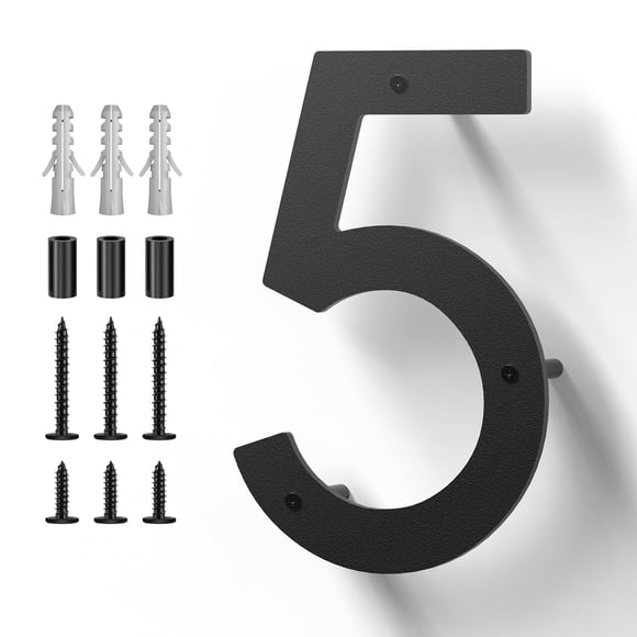 Números para casa HouSi de metal de acero inoxidable de 12.7 cm, negro