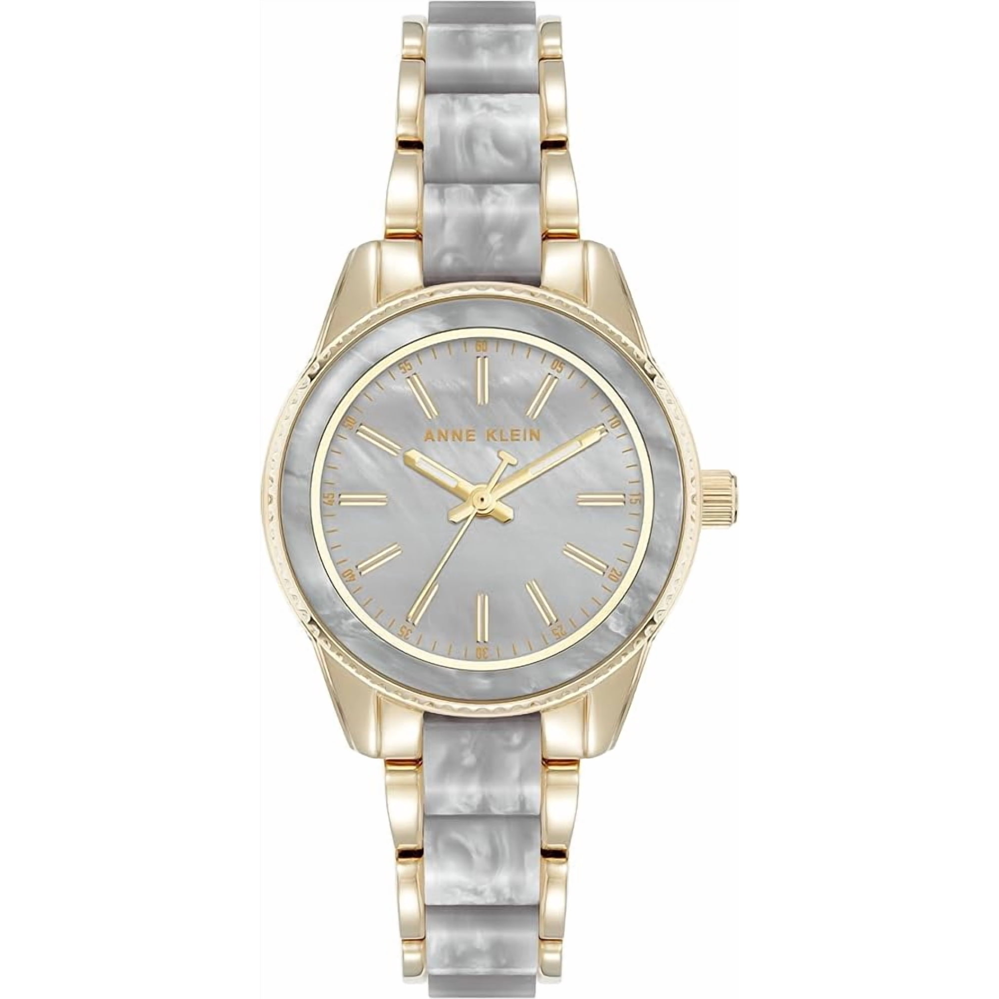 Reloj Analógico Anne Klein Resina Gris Claro Y Dorado Mujer