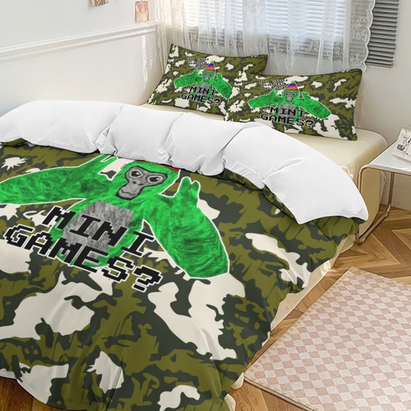 Green Camo Gorilla Tag Comforter Set Soft 3 Pcs Twin Bedding Sets Thicken for All Season