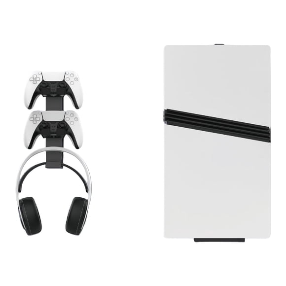 Soporte de Pared AARONMEI Compatible con PS5 Pro/PS5 Slim con Almacenamiento para Control Negro