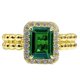 thumbnail image 1 of Anillo Vintage de Plata Esterlina 100% 925 con Esmeralda y Diamantes de Alto Carbono Chapado en Oro Amarillo de 18K Joyería Fina, 1 of 7