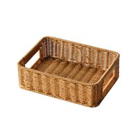 Magideal - Cesta De Almacenamiento Organizador De Exhibición, Cesta De Picnic, Plato Rectangular Para Servir Alimentos, Bandeja Para Servir Cosméticos, Café, Art Marrón Claro M