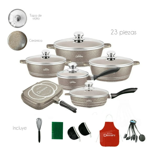Set Bateria de Cocina 23 piezas Ceramica Granito