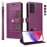 Foxdock Funda Tipo Cartera Para Samsung Galaxy A73 5G – Cubierta De Cuero Pu Con Múltiples Ranuras, Bolsillo Para Efectivo Y Correa De Muñeca