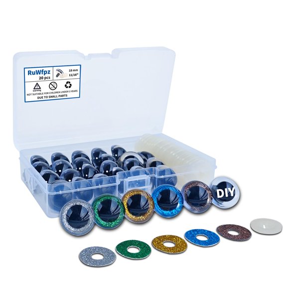 Ojos de seguridad RuWfpz 18 mm 5 colores 20 piezas con purpurina