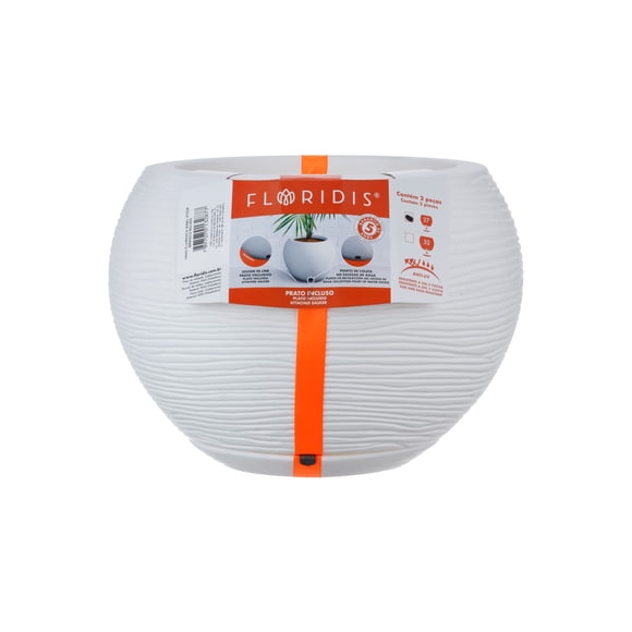 Macetero Blanco Florencia 24 Cm Alto Con Plato