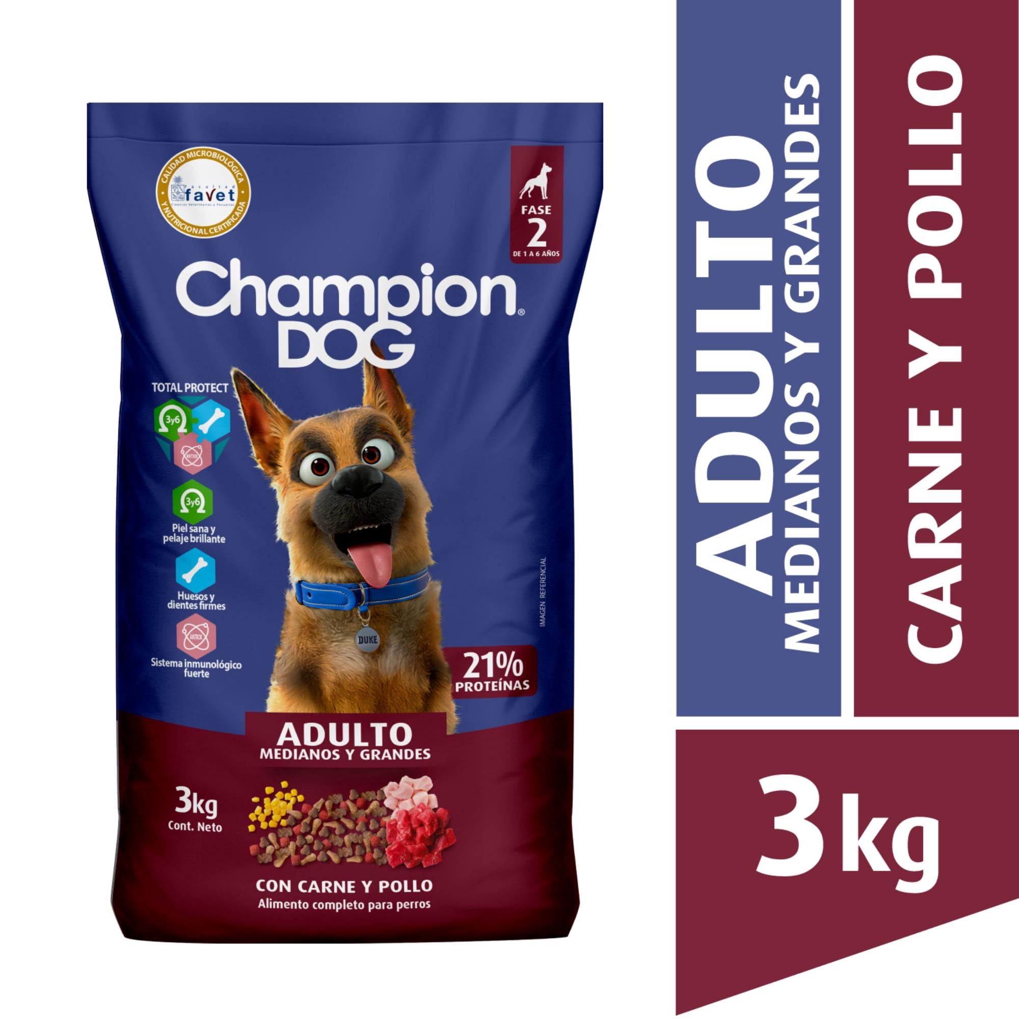 Alimento Seco Perro Adulto Raza Mediana/grande Carne Y Cereales Bolsa 3 Kg Champion Dog