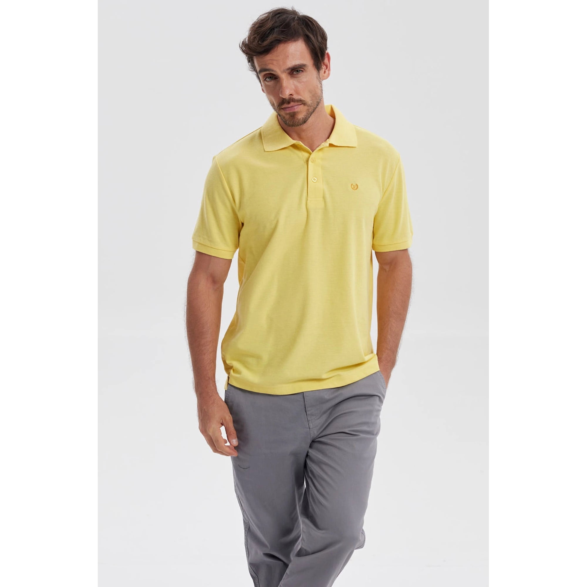 Fashionspark - Polera Hombre Piqué Básica Lisa Amarillo
