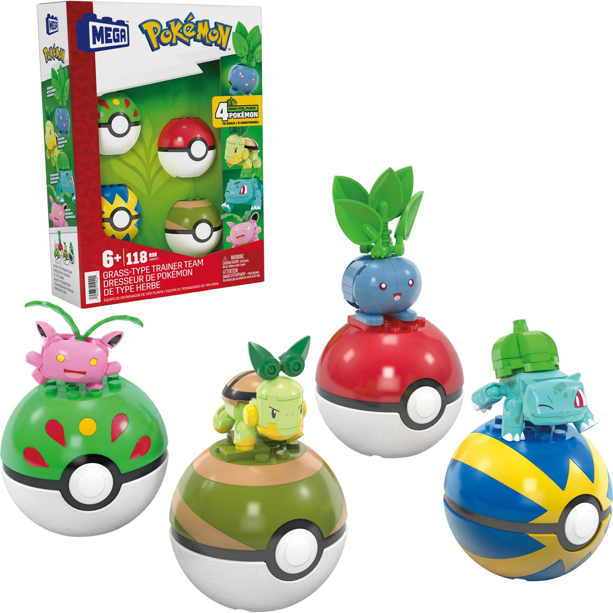 Set De Juguetes De Construcción Mega Pokémon Grass-type Trainer Team, 118 Piezas