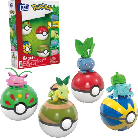 Set De Juguetes De Construcción Mega Pokémon Grass-Type Trainer Team, 118 Piezas