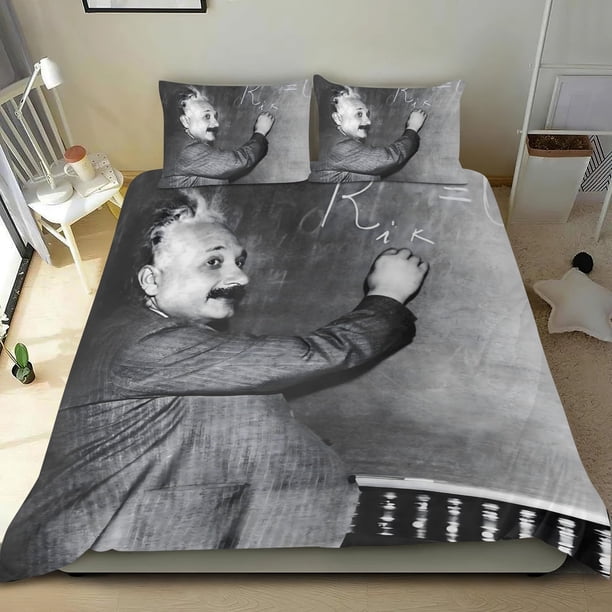 Einstein (2) Conjunto de sábanas temático, trío de piezas, cómodo y amigable con la piel, diseño único, regalo de decoración para el hogar para familiares, amigos y fans,173X218cm