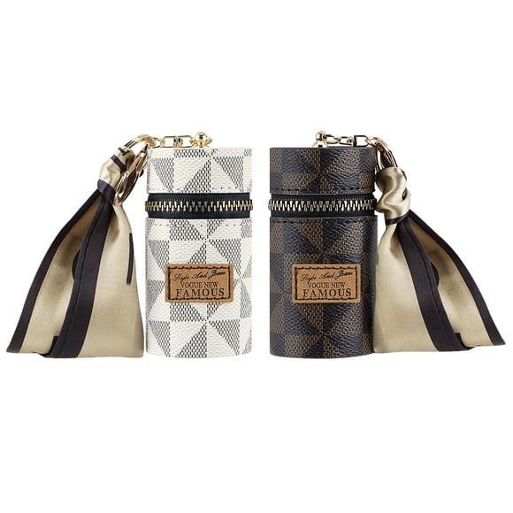 Estuche para pintalabios Adorila, bolsa de brillo labial de piel para bolso, paquete de 2