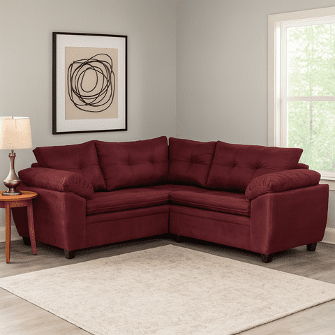 Deco Outlet - Sofá Seccional Liverpool 3.2 Tela Burdeo