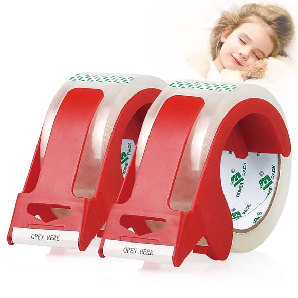 Cinta de embalaje BOMEI PACK, transparente, resistente, 48 mm x 50 m, con dispensador