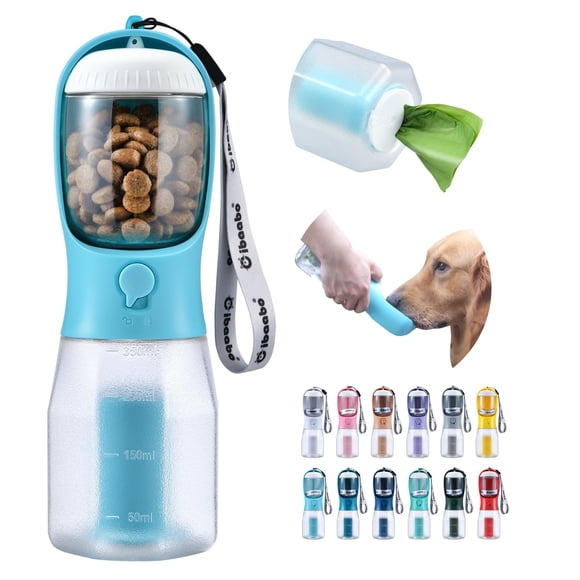 Botella de Agua para Perro Cibaabo 350 ml + Contenedor de Comida y Bolsa para Desechos