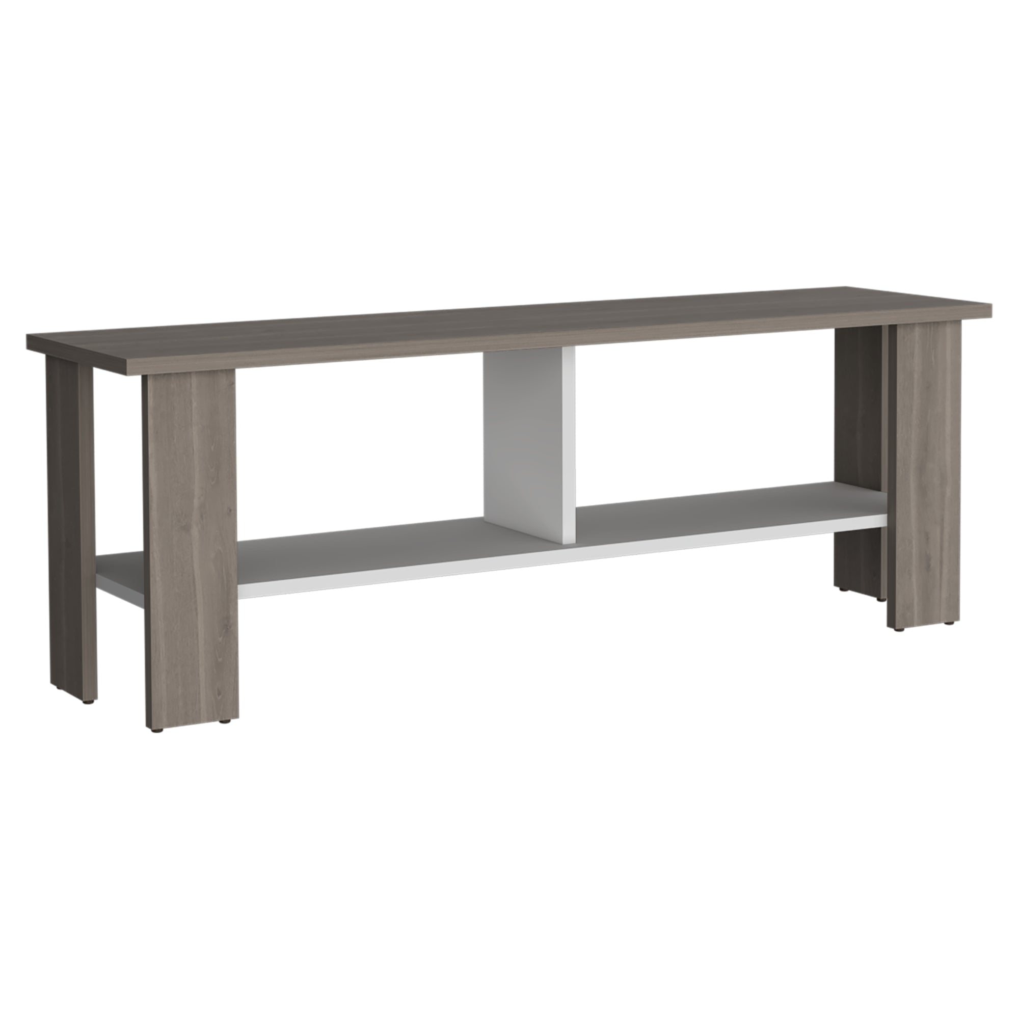 Fmfurniture - Rack Tv 50 Con 2 Repisas Fm-031b Beige Y Blanco