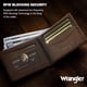 thumbnail image 4 of Billetera Wrangler para hombre, piel auténtica, con bloqueo RFID, doble pliegue, 4 of 6