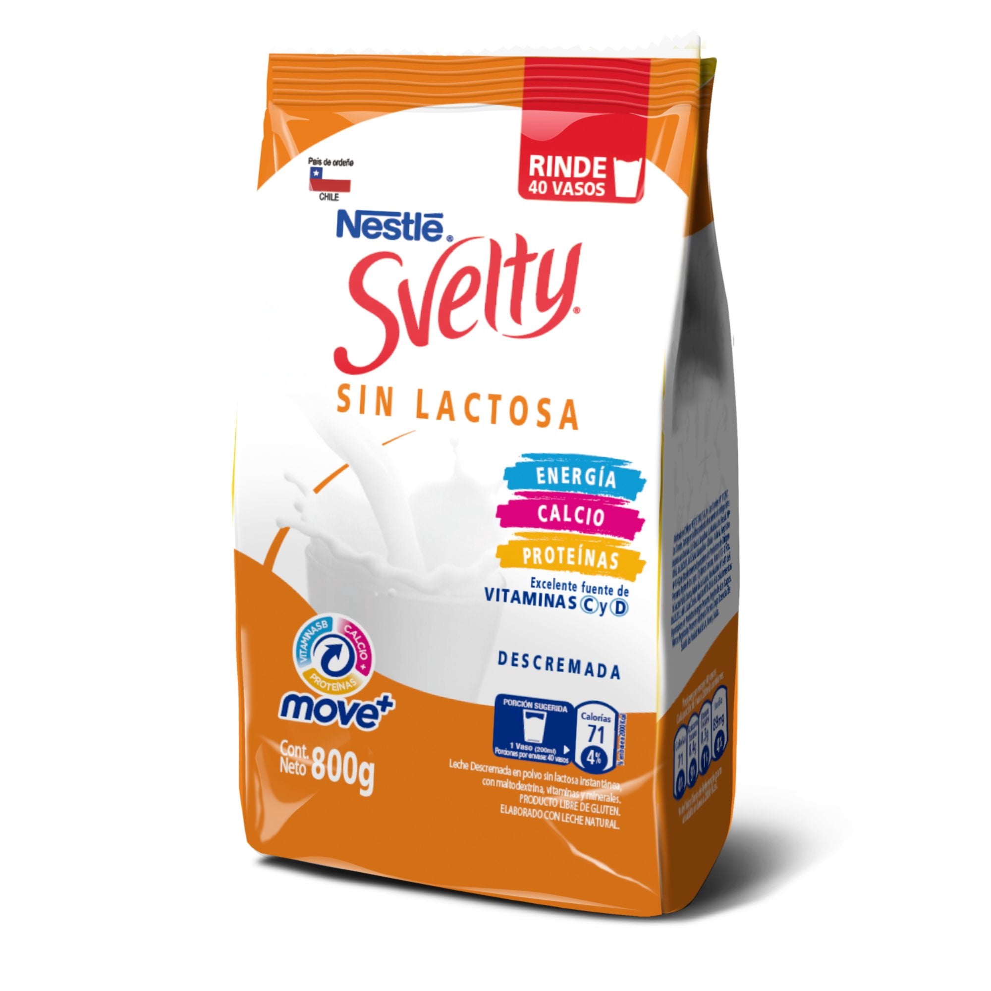 Leche En Polvo Move+ Descremada Sin Lactosa Bolsa 800 g Nestle