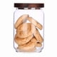 thumbnail image 1 of Recipiente de Almacenamiento de Vidrio Hermético Frasco de Alimentos con Tapa de Madera 650ml, 1 of 7