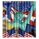 thumbnail image 1 of Cortina de ducha con la Estatua de la Libertad y la bandera estadounidense, juego de cortina de baño con ganchos, tamaño 66 x 72 pulgadas, 1 of 3