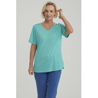 Fashionspark - Polera Mujer Detalle Encaje Turquesa