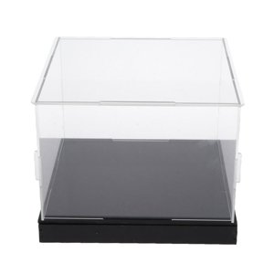 Magideal - Caja De Exhibición De Acrílico Transparente Base Negra Contenedor Multipropósito A Prueba De Polvo Para Recuerdos Cosméticos Modelo Coleccionables 35Cmx35Cmx25Cm