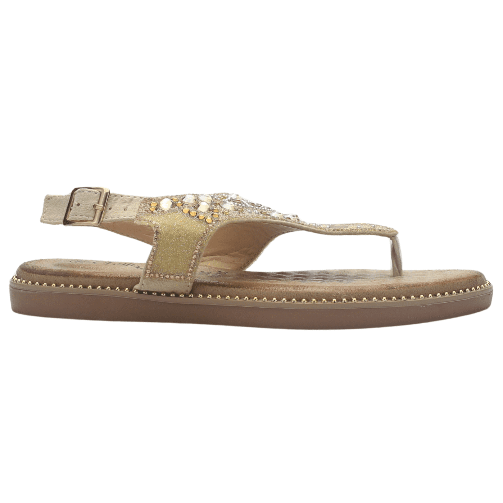 Sandalia De Mujer De Color Dorado Casual Chalada Angui-2