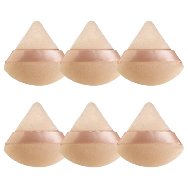 Borla de polvos faciales, borla de maquillaje triangular suave para polvos sueltos, polvos minerales, polvos corporales