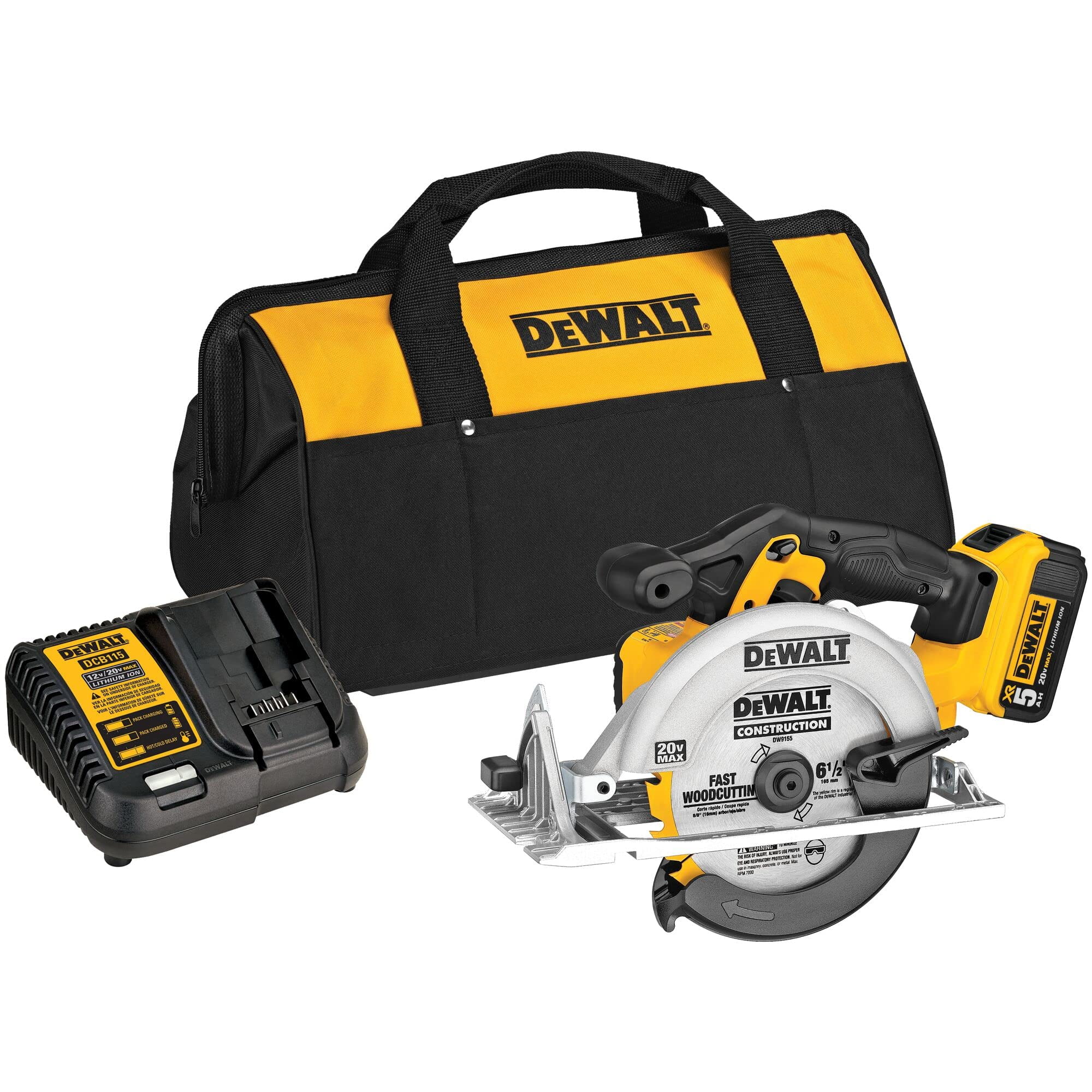 Sierra Circular Dewalt Dcs391p1 De 20 V Como Máximo, 6 1/2 Pulgadas Con 5 Ah