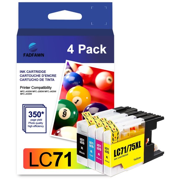 Cartucho de tinta FADFAWN LC71 - Pack de 4 (Negro/Cian/Magenta/Amarillo)