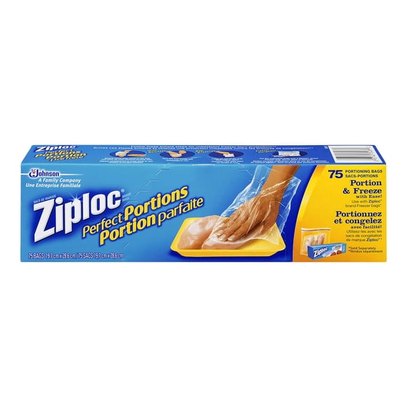 Bolsa para congelador Ziploc Perfect Portions, 75 unidades