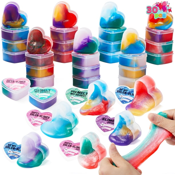 Galaxy Hearts Slime JOYIN para el día de San Valentín, 30 unidades, con tarjetas para niños