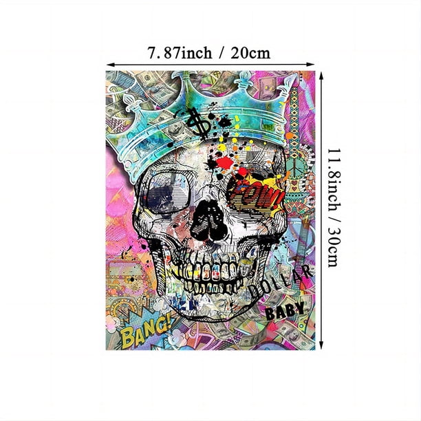 1pc Graffiti Skull Art Painting, Street Graffiti Canvas Wall Art Decoration, Graffiti Painting On Canvas, Modern Street Graffiti Wall Art, Colorful Canvas Print Poster