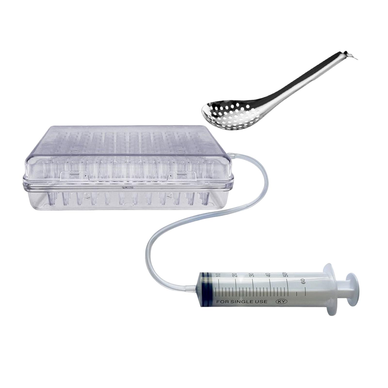 Magideal - Cuentagotas De Esferificación Gastronomía Dispensador De De Huevas De Pescado De 96 Agujeros Colador Filtro Herramientas Y Tubo Cocina , 02, 18Cmx13Cmx5Cm