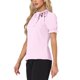 thumbnail image 4 of INSPIRE CHIC Blusas de Mujer de Color Sólido con Lazo en el Cuello, Mangas Cortas, para Regreso a Clases y Uso en el Trabajo, Rosa Pálido Talla L, 4 of 6
