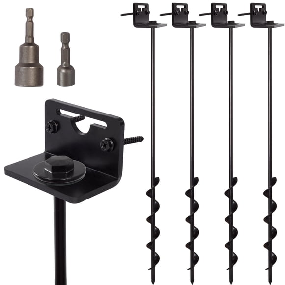 Tornillo de anclaje al suelo de 61 cm VASGOR, set de 4 con soportes