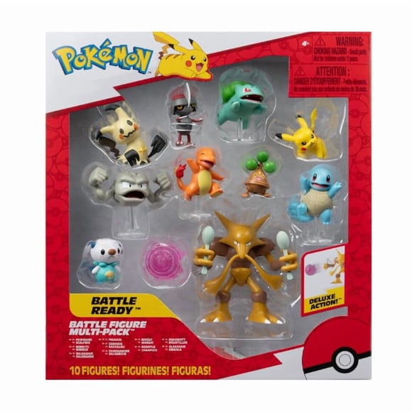 Figura de acción Pokémon PKW Battle MP 10Pk 2 con Pikachu, Squirtle, Bulbasaur, Charmander, Geodude, Mimikyu, Pawniard, Bonsly y Oshawott