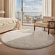 thumbnail image 3 of Alfombra redonda Ophanie, 240 cm, color marfil, para sala de estar o dormitorio, 3 of 6
