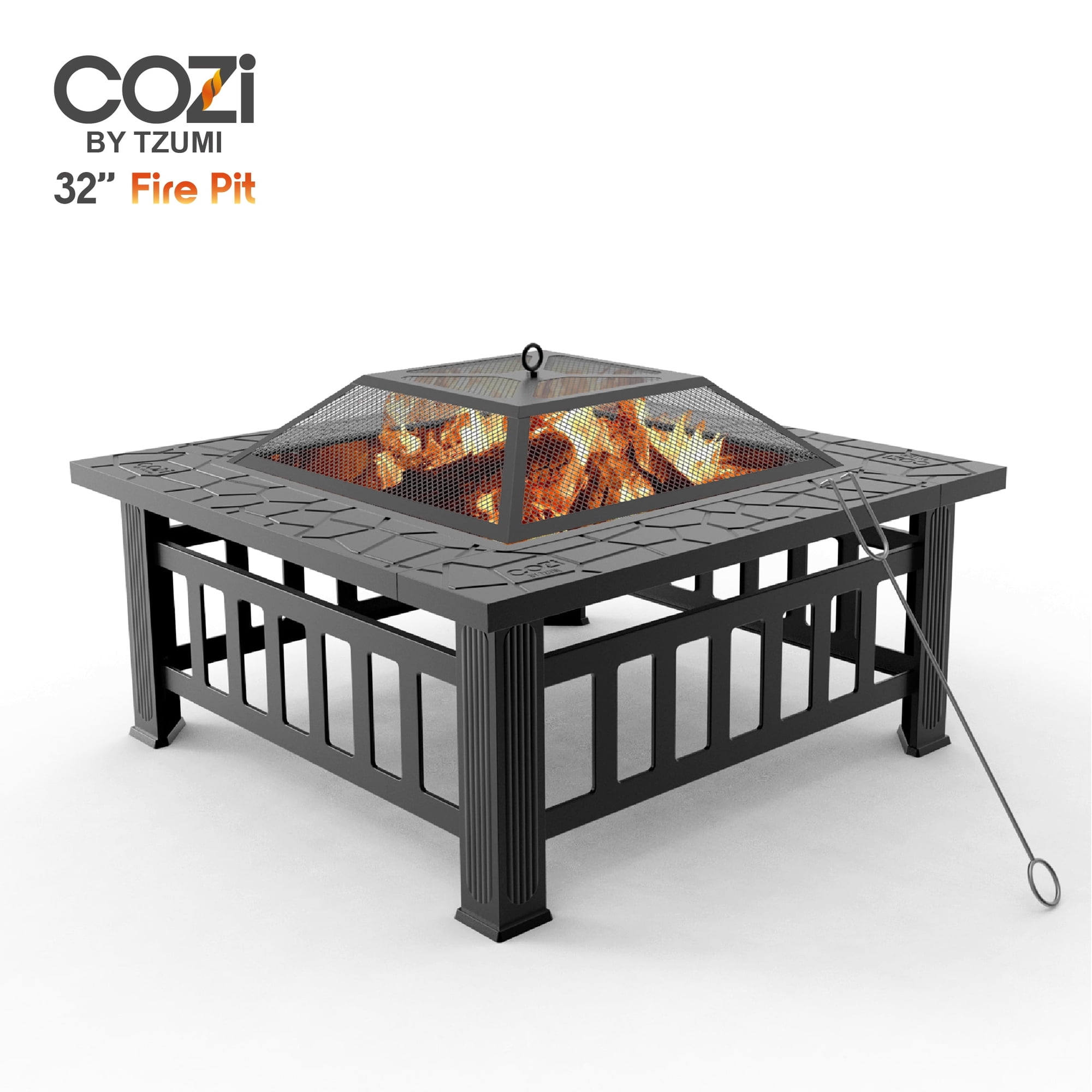 Mesa Cuadrada Tzumi Con Fogata Y Parrilla 81 Cm