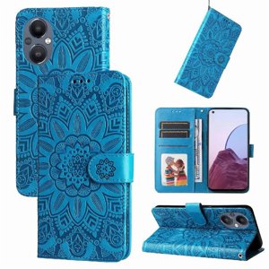 Funda Tipo Cartera Foxdock Para Oppo Reno 8Z , Diseño Girasol En Relieve, Cuero Pu, Cierre Magnético, Soporte Y Tarjetero