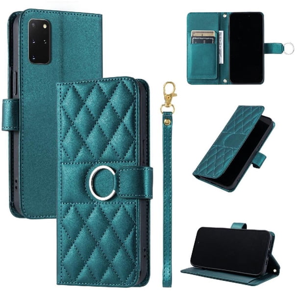 Funda Acolchada con Anilla y Correa para Samsung Galaxy S20 Plus Slots para Tarjetas Verde